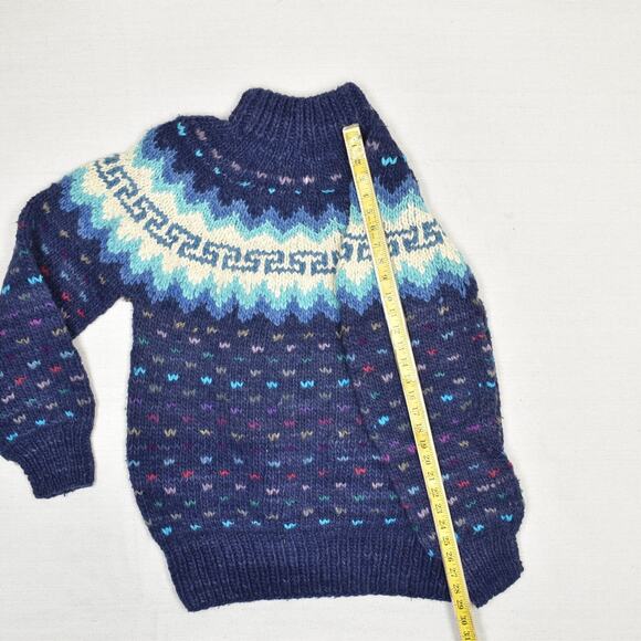 VTG Nuca Huasi Ecuador Men's Pullover Sweater 100% Wool Blue Size XL Heavy - Picture 6 of 8